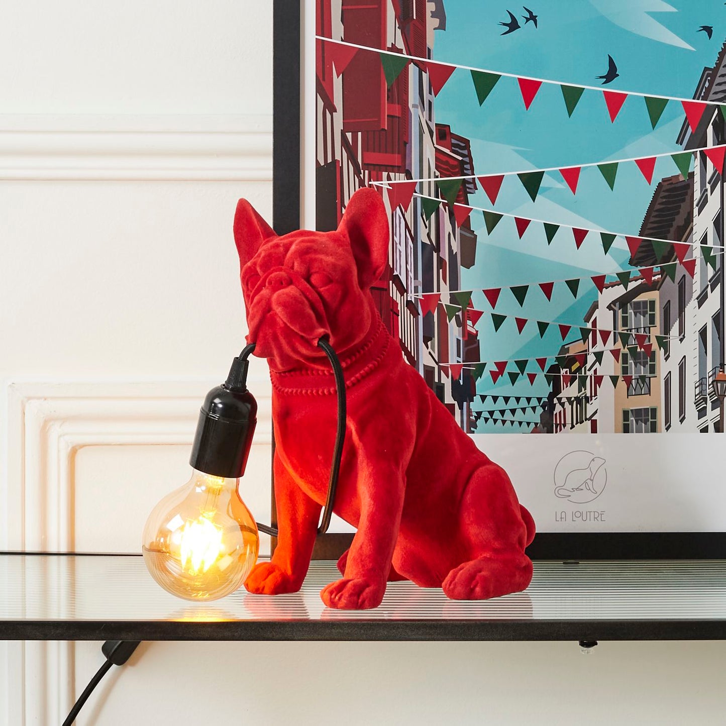 LAMPE BOULEDOGUE RED VELVET