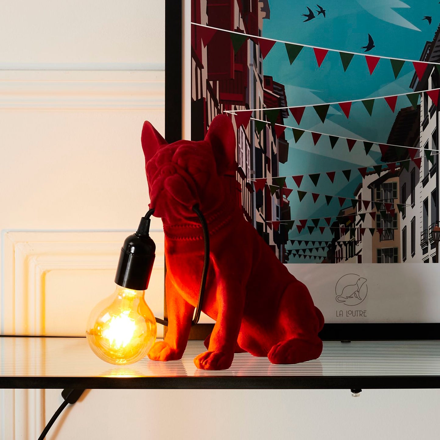 LAMPE BOULEDOGUE RED VELVET