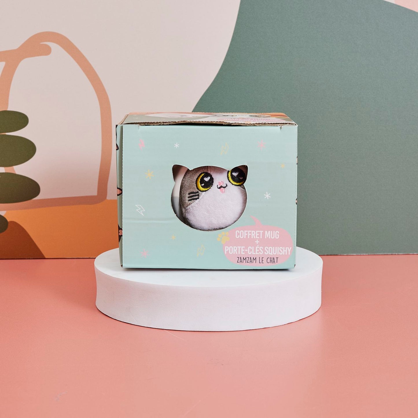 MUG ET PORTE CLES SQUISHY CHAT